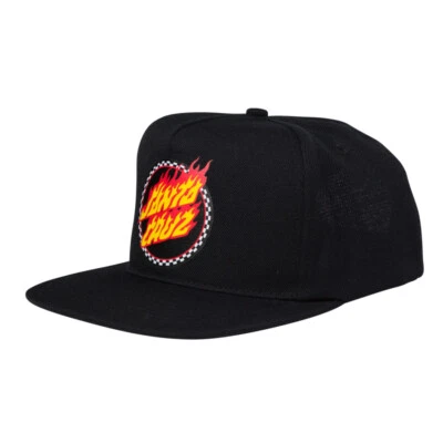 Santa Cruz Check Ringed Flamed Dot Hat Snapback Black Mid Profile Skateboard NEW - Image 1 of 3