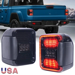 New 2x Smoke LED Tail Lights Reverse Turn Signal For Jeep Gladiator JT 2020-2025 - Picture 1 of 12