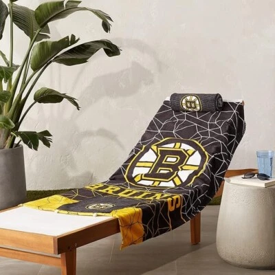 Toalha NHL Boston Bruins Comfort com travesseiro de espuma 32" x 64" nova - Imagem 1 de 4