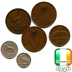 Colección de monedas irlandesas 1946, 79 años! - Imagen 1 de 2