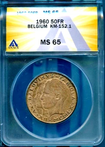 1960 Belgium 50 FR MS 65 ANACS # 7830215 + Bonus - Picture 1 of 2