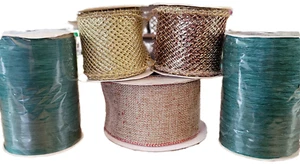 Raffia Ribbon, Decorative Ribbon, Fancy Christmas Ribbon Lot Of 5 Spools 60 Yard - Picture 1 of 10
