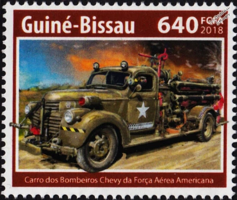 CHEVROLET (Chevy) US Army Air Force Fire Engine Truck Firefighting Stamp #231 Cover