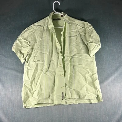 Cubavera Mens Shirt Size Large Light Green Linen Rayon Short Sleeve Button-Up - Image 1 of 4