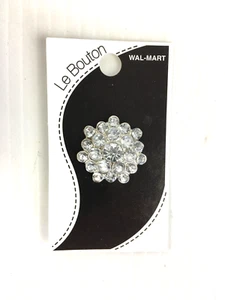 Le Bouton Silver Clear Gem Flower Round Swirl 28mm Craft Clothes Sew Buttons - Picture 1 of 4