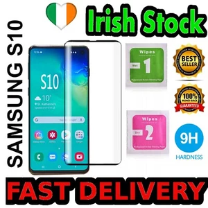 Samsung S10 Black Galaxy MEGA Glass Screen Protector FULL COVERAGE 9H Tempered - Zdjęcie 1 z 6
