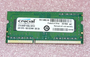 4GB DDR3-1600 CT51264BF160BJ.C8FED Crucial 1600MHz Notebook Arbeitsspeicher. - Bild 1 von 1