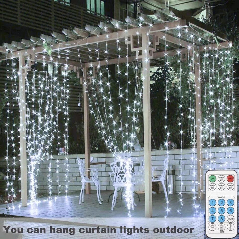 300 LED Curtain Fairy Light USB String Light With Remote Xmas Home Party Wedding - Image 1 of 4