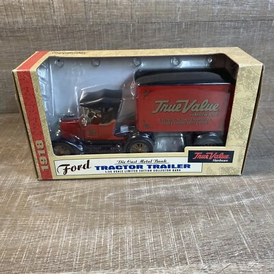 Ertl Ford 1918 Tractor Trailer True Value Hardware Bank Diecast Metal NOS - Image 1 of 4