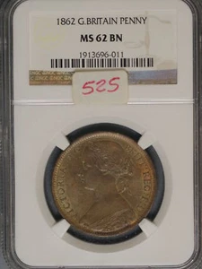 Great Britain 1862 Penny K-749.2 NGC MS62 BN - Picture 1 of 2
