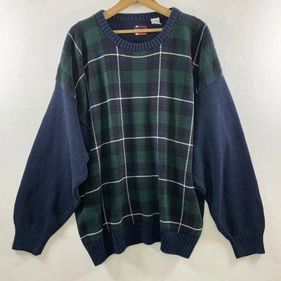 Vintage Bugle Boy Mens Tartan Plaid Slouchy Sweater Sz XXL Street Academia 90s - Image 1 of 4