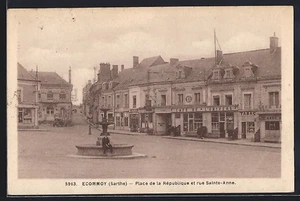 CPA Écommoy, Place de la République et rue Sainte-Anne - Picture 1 of 2