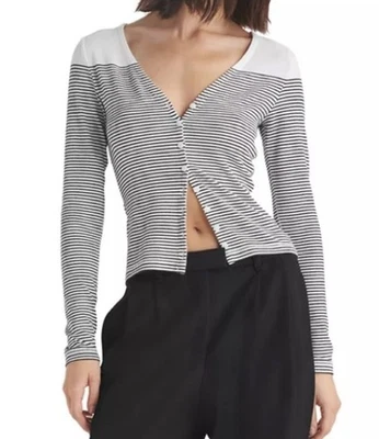 Rag & Bone Striped Knit Cardigan White Black Size Small - EUC - Image 1 of 4
