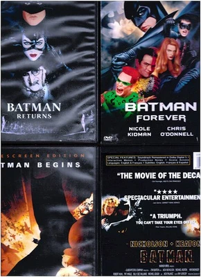 BATMAN 4DVD Set- Batman, Returns, Begins, Forever 4DVD's w/Covers VG+/EX EST - Image 1 of 2