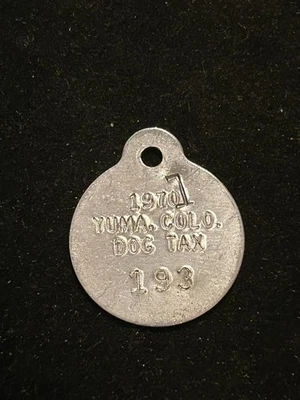 1970 - 71 年尤马科罗拉多州税币狗牌许可证 #193 — 第 1/2 张图片