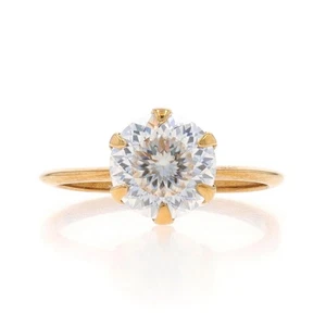 Oro Amarillo Moissanita Anillo Solitario de Compromiso - 10k Redondo 2.00ct - Imagen 1 de 10