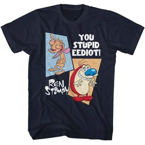 Ren And Stimpy Two Shapes Navy TV Shirt - Picture 1 of 3