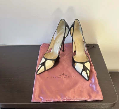 Zapatos Nuevos ALEXANDRA NEEL Cuero Tacones Negro Beige Talla EUR 37 US 6.5 Foto 1 de 4