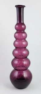 Vintage MCM Italian Empoli Amethyst Ribbed Optic Gurgle Bottle 17" Tall - Picture 1 of 6