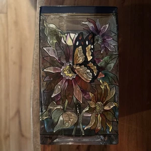 Schmetterling Vase Glas Blume Rechteck Mehrfarbig Gebraucht Fair 6 X3,5 X3,5 Zoll - Bild 1 von 24