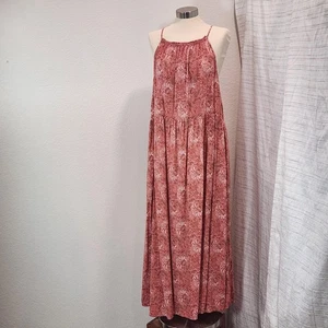 Old Navy Kleid Damen XL orange Boho Blumen Maxi ärmellos Träger Sommer - Bild 1 von 10