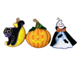 Avon Glasfaser Halloween leuchtender Akzent hängende Katze Geist Kürbis Menge Neu mit Etikett - Bild 1 von 8