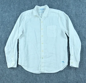 Camisa Tommy Bahama Para Hombre M Blanco Lino Botón Manga Larga - Imagen 1 de 6