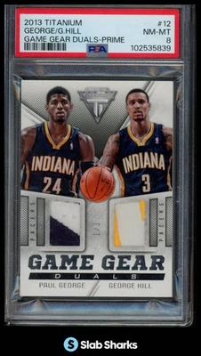 Panini Titanium #12 2013 George Hill Paul Game Gear Duals Prime Mem/3 PSA 8 Foto 1 de 4