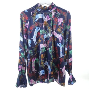 Blusa blusa MAX VOLMARY estampado de tigre azul seda colorida talla 42 - Imagen 1 de 3