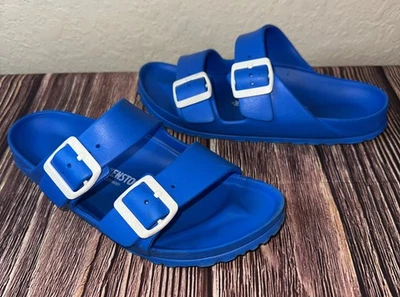 Birkenstock Arizona EVA sandals in ULTRA BLUE with White Buckles Size 38 7 - Image 1 of 4