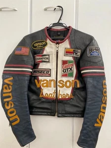 Vanson One Star Motorcycle Race Leather Jacket Black White Size 34 - Picture 1 of 19
