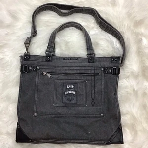 Rock Revival Gray Black Denim Canvas Messenger Bag, Crossbody Shoulder Tote - Picture 1 of 14