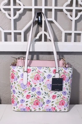 $65 NWT 2 Nanette Lepore Purses White Pink Purple Vegan Leather Floral 11.5x10x5 - Image 1 of 4
