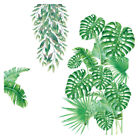  2 Pcs Pvc Green Vegetation Wall Sticker Palm Leaf Stickers Household Decor