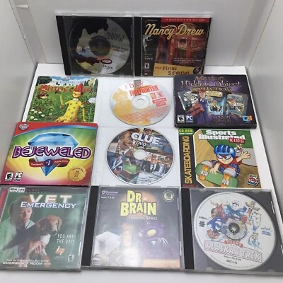 Childrens PC CD-Rom Games Lot Knowledge Adventure Nancy Drew Bejeweled Dr Brain - Image 1 of 4