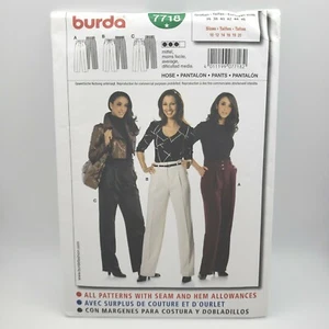 Burda 7718 Women's Straight Leg Wide Waist Band Pants Trousers Size 10-20 Uncut - Picture 1 of 4