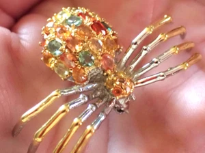Oval Sapphire Multi Color Spider Brooch - Picture 1 of 4