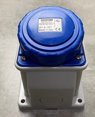 GEWISS GW62426 IP67 10 DEGREE SURFACE RECEPTACLE 2P+E 16A 220-250V 6H - Image 1 of 4