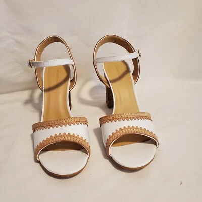NWT Womens Saks Fifth Avenue White Block Adjustable Ankle Strap Sandals Size 11 - Image 1 of 4