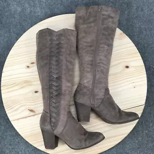 Fergalicious by Fergie Boots Womens 8.5M Tall Riding Gray Fabric Knee High Block - Picture 1 of 18