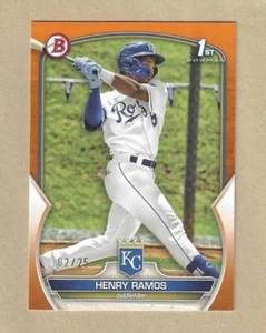 2023 Bowman 1st Henry Ramos TRUE ORANGE Border Parallel #BP-96 #'d 02/25 Royals - Picture 1 of 2