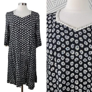 Vtg 90s Shirt Dress size Medium Large Floral Lace Trim Cottagecore granny Alt - Picture 1 of 7