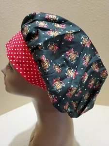 Bells (gold ) Christmas Women's Bouffant Surgical Scrub Hat/Cap Handmade - Picture 1 of 4