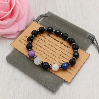 MENOPAUSE Bracelet Stretch Handmade Crystal Healing Reiki Gemstone 8mm. - Image 1 of 4