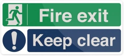 Fire Exit Keep Clear Large Rigid  Sign 450 x 200 mm Health Safety - Image 1 of 3