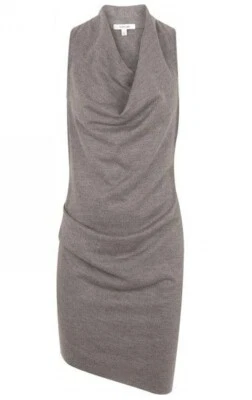 Nuevo Mini Vestido Helmut Lang Sonar Capucha Cuello Lana Elastizado Drapeado Sin Mangas Gris P Foto 1 de 4