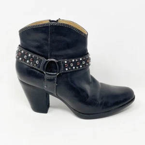 Botines Sofft para mujer de cuero negro con tachuelas y cremallera lateral, talla 6 - Imagen 1 de 13
