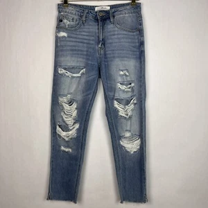 Jeans Kancan da donna 5/26 leggeri lavati a metà altezza effetto invecchiato distrutto affusolato - Foto 1 di 14