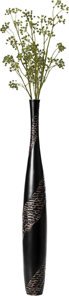 42 Inch Bottle Shape Floor Vase, Brown with Cobbled Stone Pattern - Modern Home - Image 1 of 4