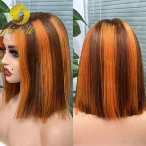 Straight Short Bob Human Hair Wigs 2x6 Lace PrePlucked Brazilian Virgin Hair Wig - Picture 1 of 29